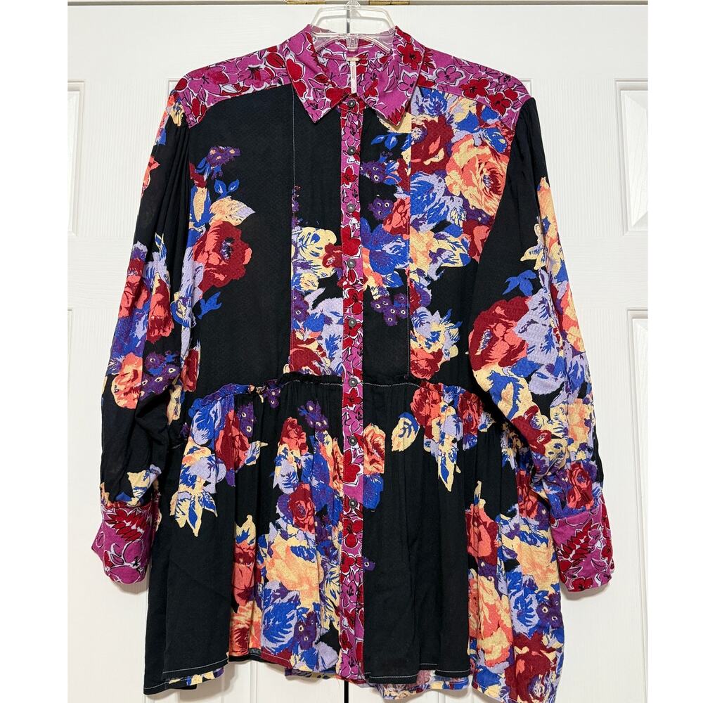 Free People Brunch a Bunch Floral Tunic/Blouse S